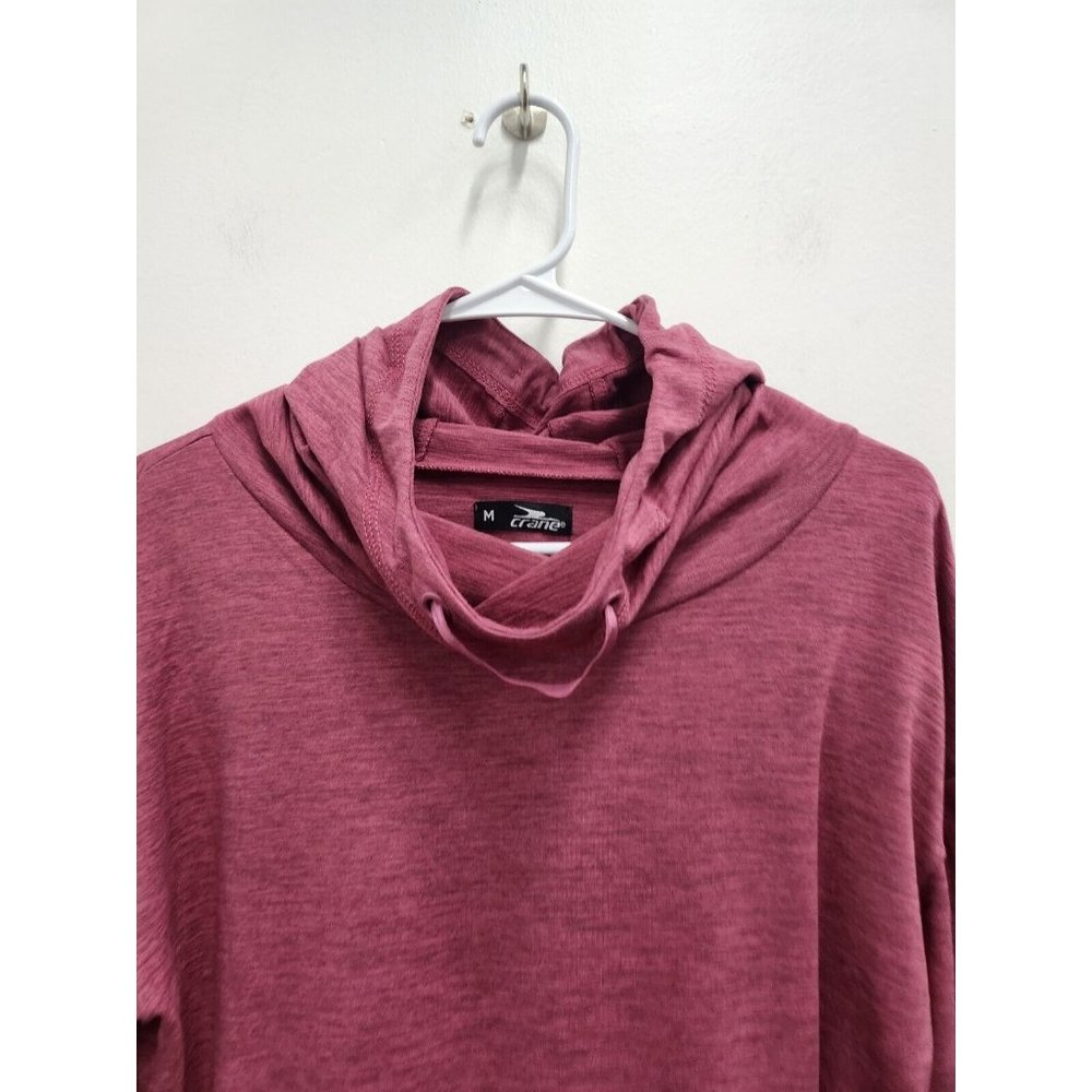 Crane Womens Activewear Hoodie Size Medium Pink Cowl Neck Long Sleeve Pullover - Picture 2 of 8